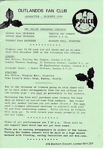 Outlandos Fan Club Newsletter December 1980
