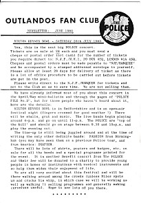 Outlandos Fan Club Newsletter June 1980