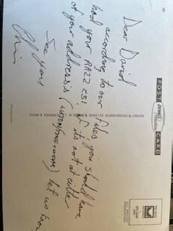 Postcard From Chris Sievey