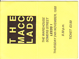 Leeds 24/11/88 gig ticket