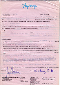 Marquee 6/12/82 Gig Contract