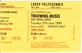Leeds 27/6/89 gig ticket